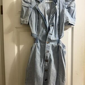 Fashion Nova Light Blue Denim Backless Dress